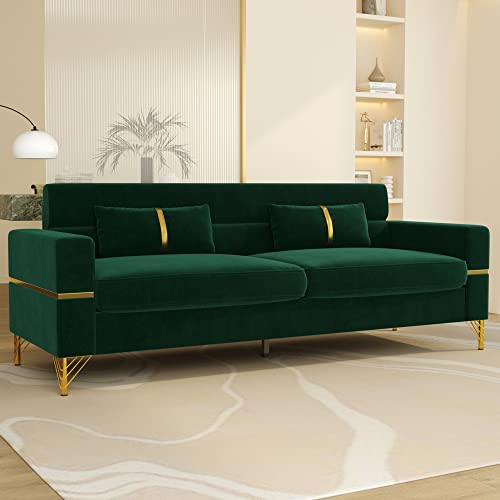 86" Velvet 3 Seater Oversized Sofa with 2 Pillows Z81663