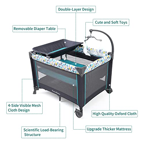 Portable Baby Playpen with Detachable Bassinet and Changing Table O528816
