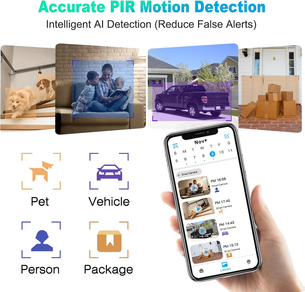 Wireless Outdoor Security Cameras with Spotlights Siren Color Night Vision IP66 Waterproof Rechargeable Battery Q675
