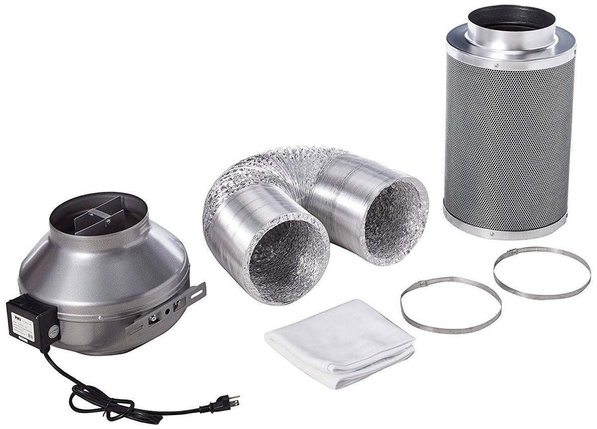 8 Inch 750 CFM Inline Fan Carbon Filter Ducting Combo Z897