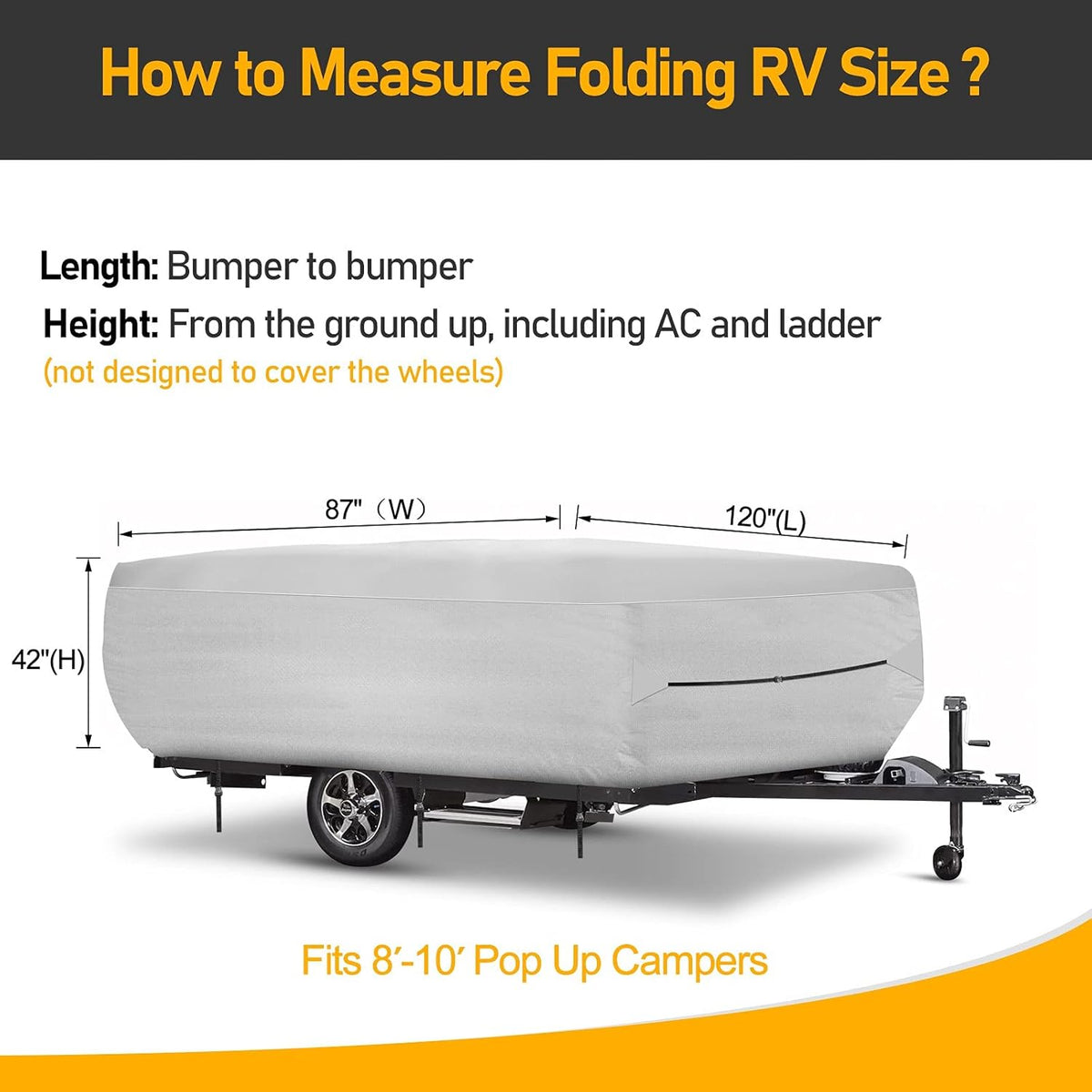 520D Oxford Fabric Pop Up Camper Cover Fits 10' - 12' RV A799