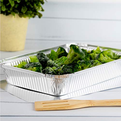 Disposable 4 LB Aluminum Oblong Baking Pans 12'' X 8'' X 2'' Inch With Cardboard Lids Bakeware Pack of 10 Pans and 10 Lids L3036