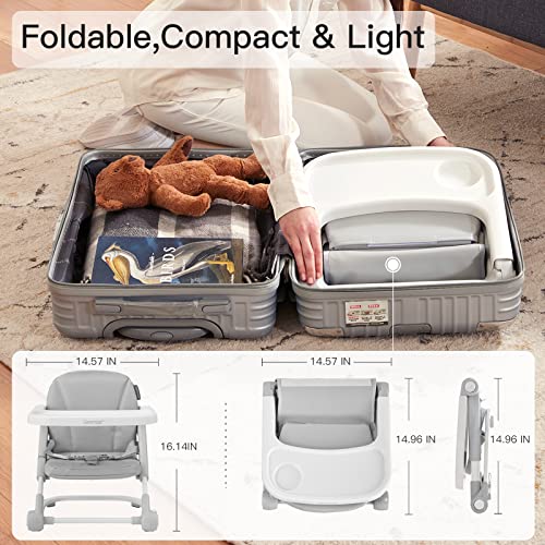 Toddler Booster Seat with Aluminum Frame, Soft PU Cushion, Grey E406876