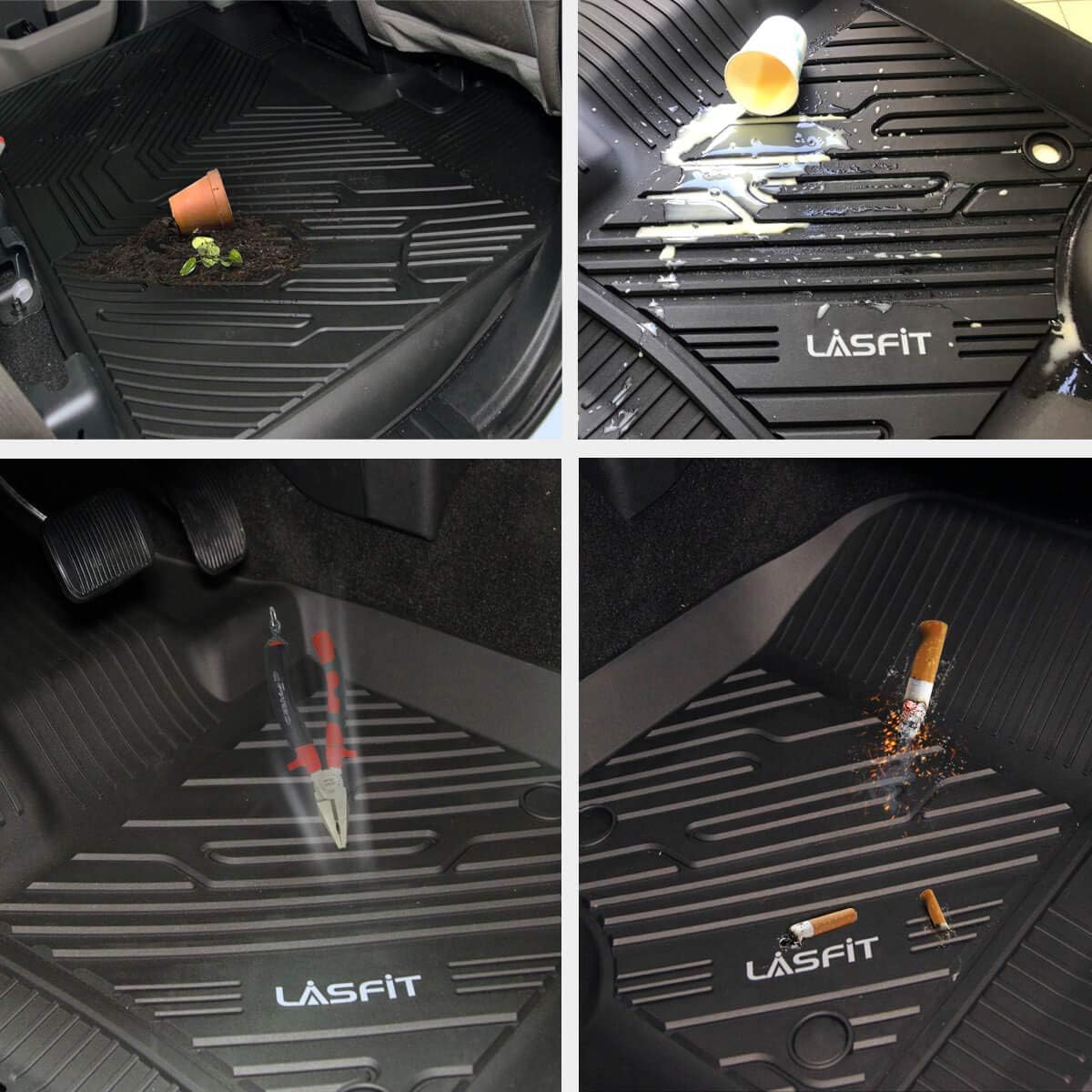 All Weather TPE Custom Fit Car Floor Liners 1st & 2nd Row Black A94483