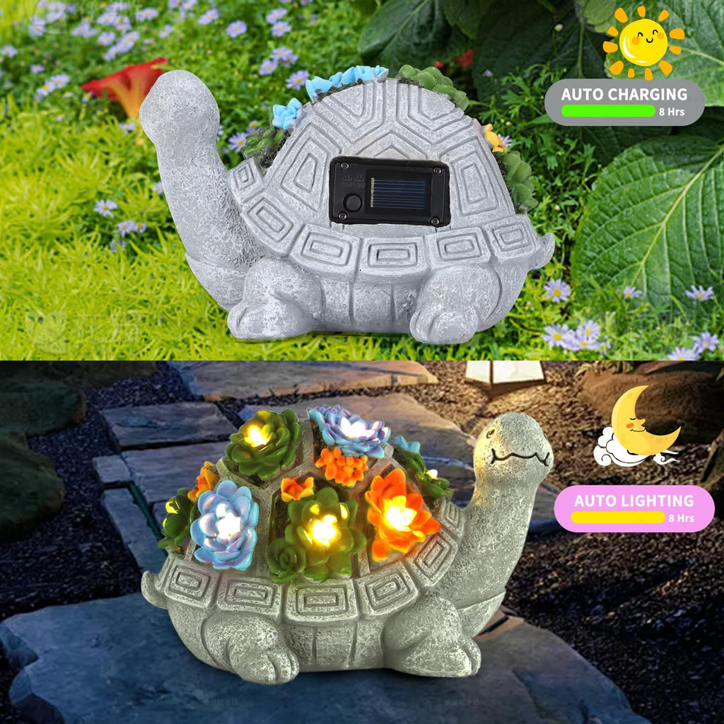 Turtle Statue with Succulent and 7 LED Colour Lights Z452786