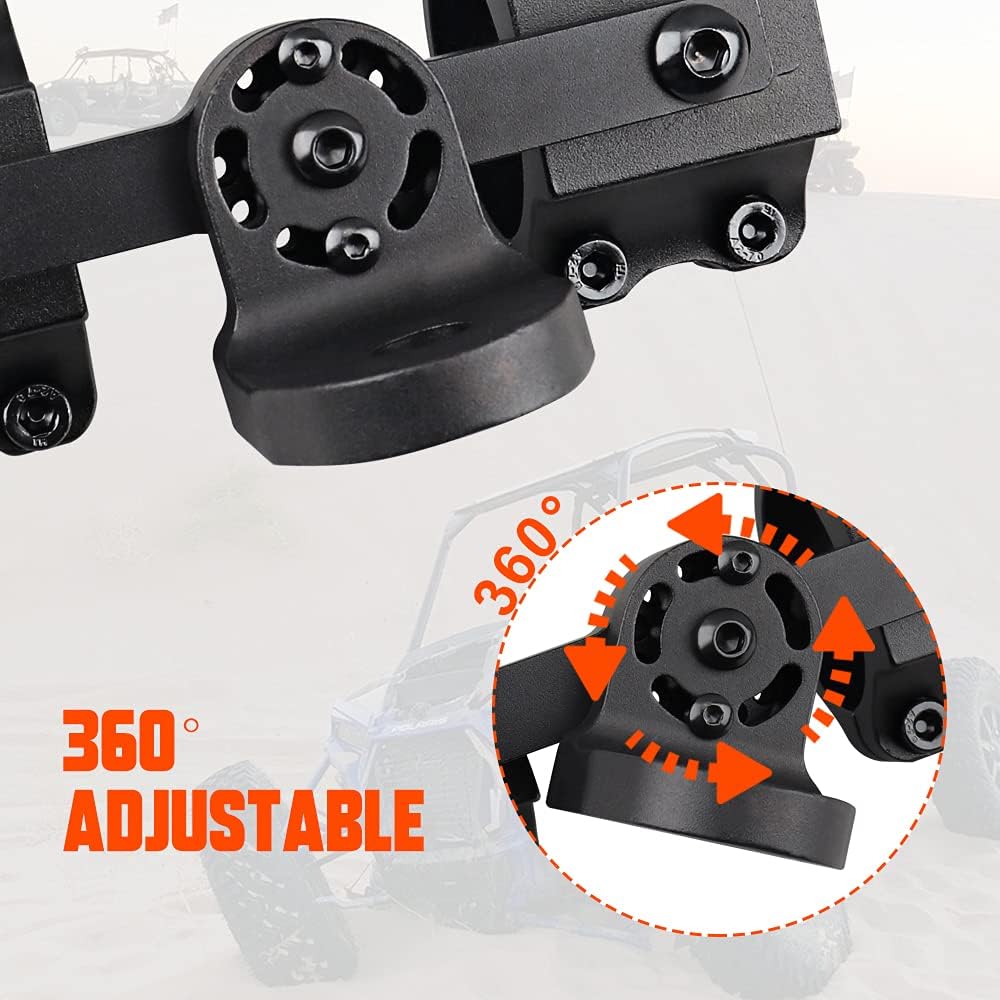 360° Rotating Aluminum Alloy UTV Whip Light Mount for 1.75'' to 2'' Roll Cage (1 Pack) O7103