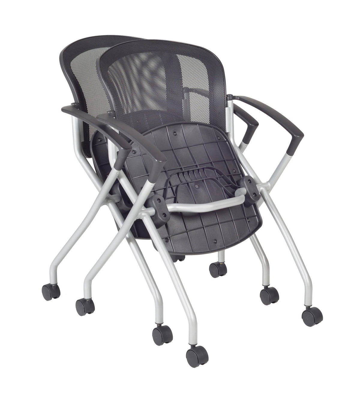 48 x 24 in. Grey Training Table & 2 Black Nesting Chairs P3817