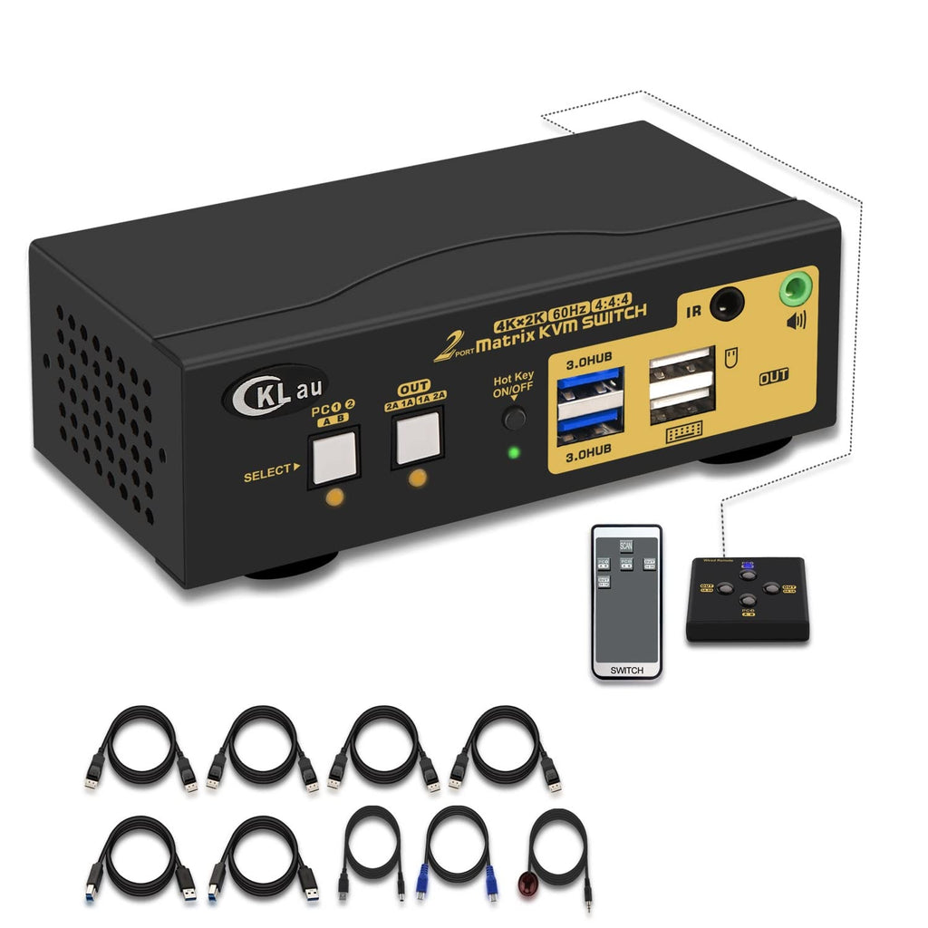 2 Port Dual Monitor Displayport USB 3.0 4K 60Hz KVM Switch B214