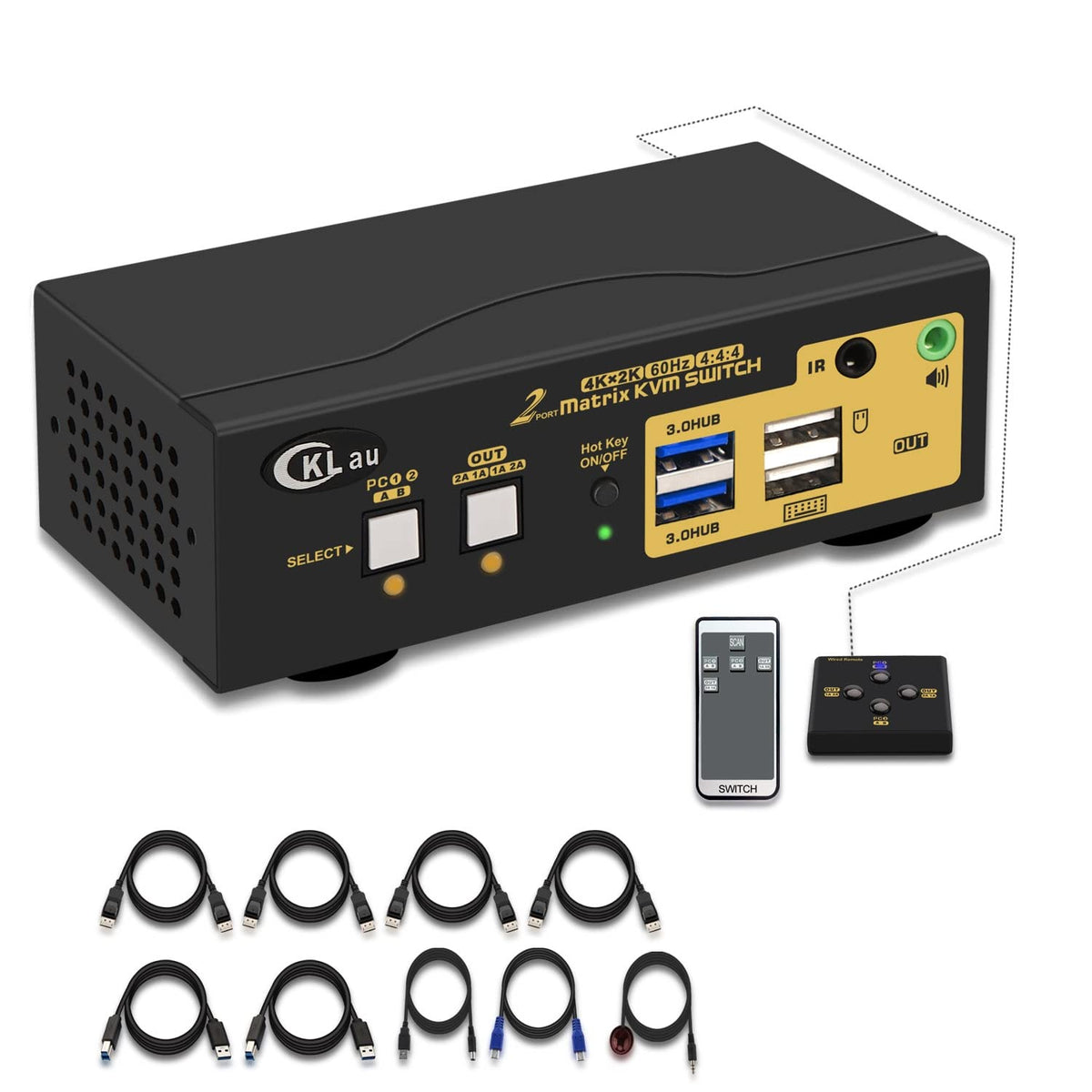 2 Port Dual Monitor Displayport USB 3.0 4K 60Hz KVM Switch B214