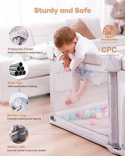 Grey Extra Large Foldable Baby Playpen 79 x 59 x 27 Inches G281