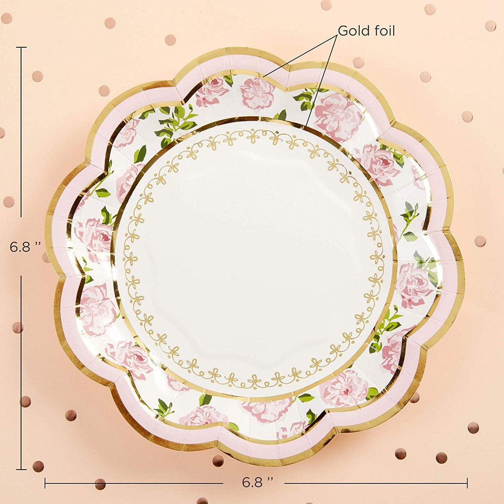 32 Pcs 7 Inch Pink Floral Paper Plates Y3441
