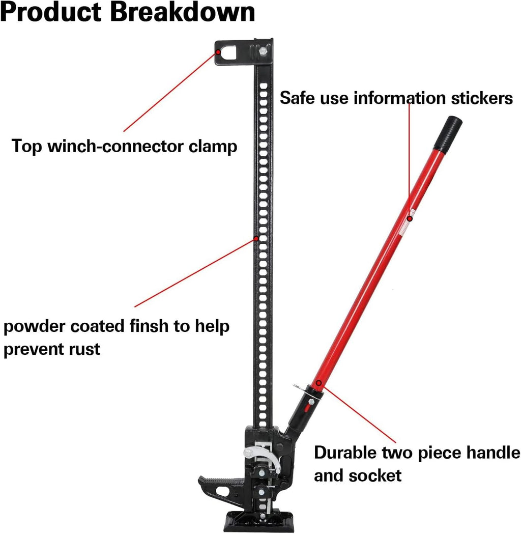 48 Off-Road High Lift Jack 3 Tons Capacity Cast and Steel Black E127