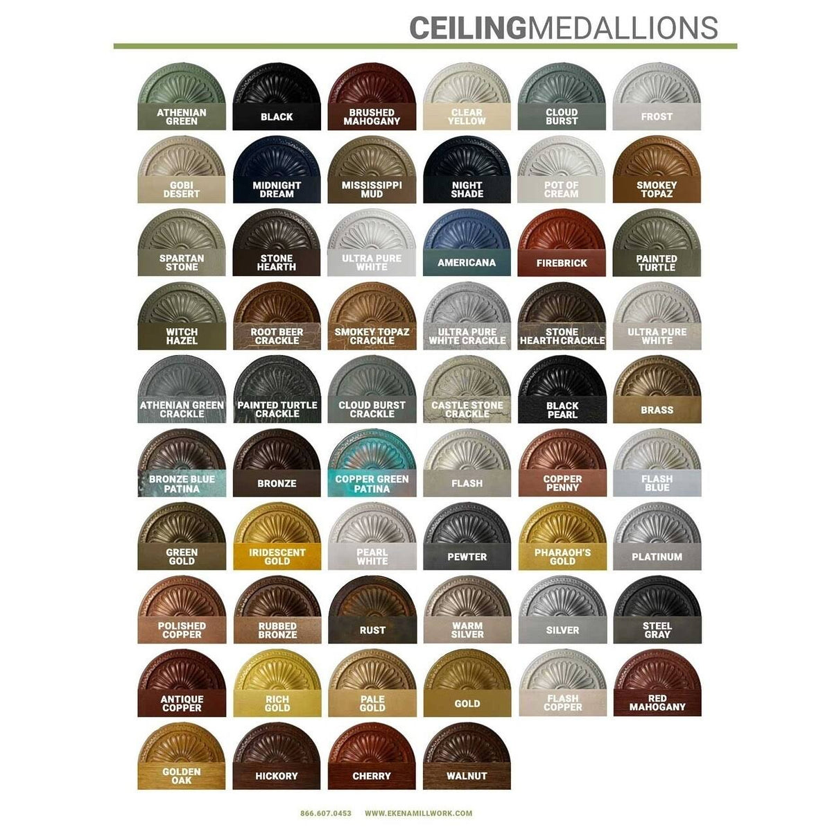Green Gold Hand-Painted Ceiling Medallion L368524