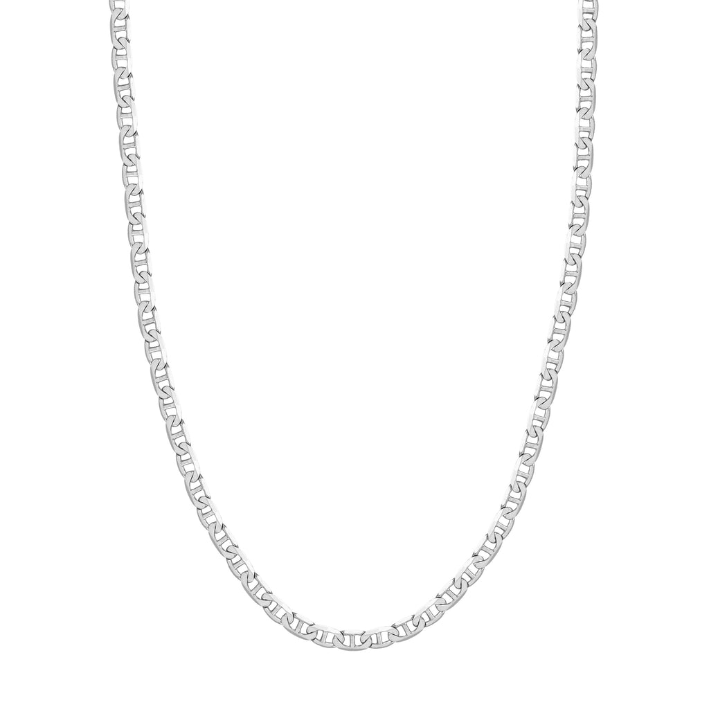 14K White Gold 18" 5.6mm Flat Mariner Chain Necklace O1251