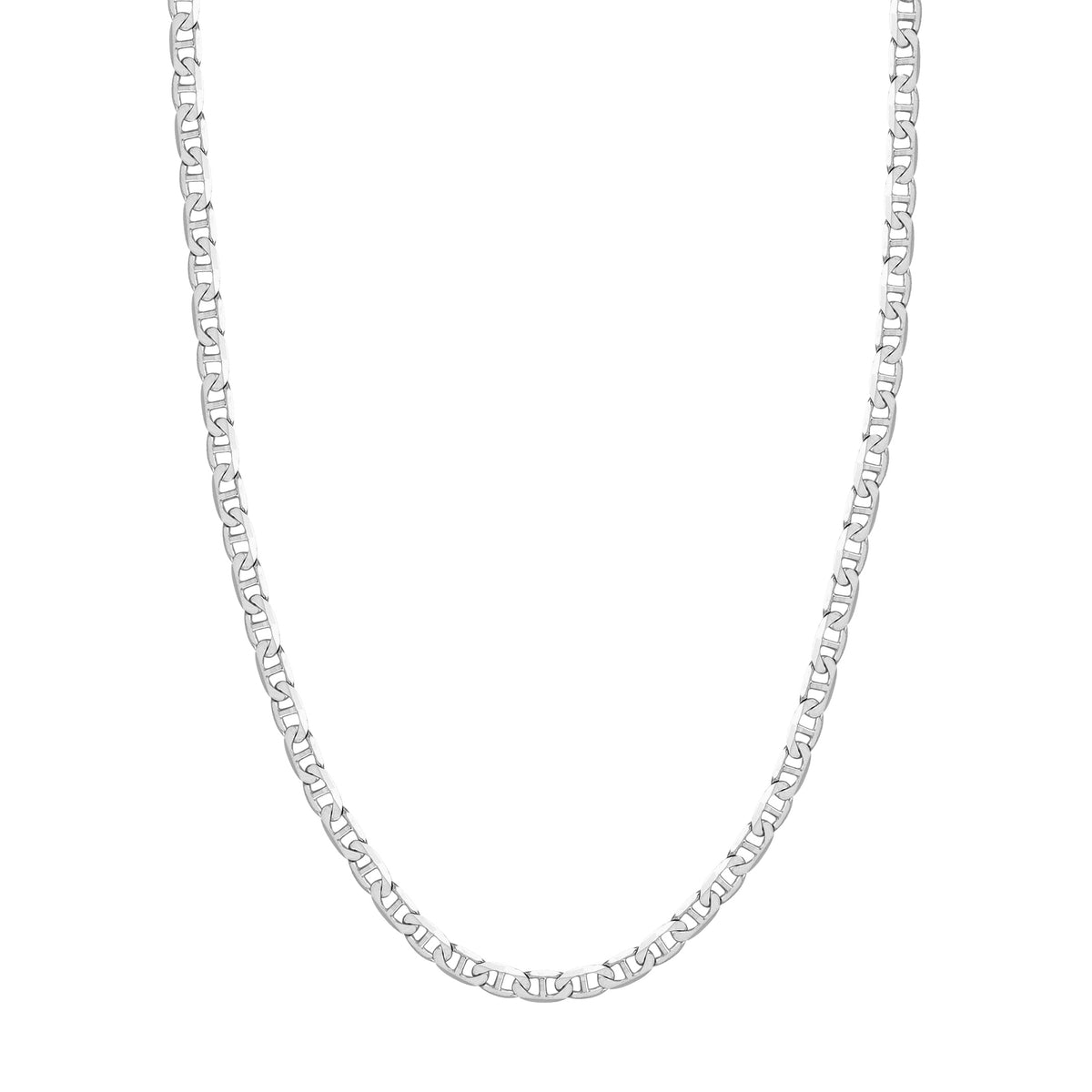 14K White Gold 18" 5.6mm Flat Mariner Chain Necklace O1251