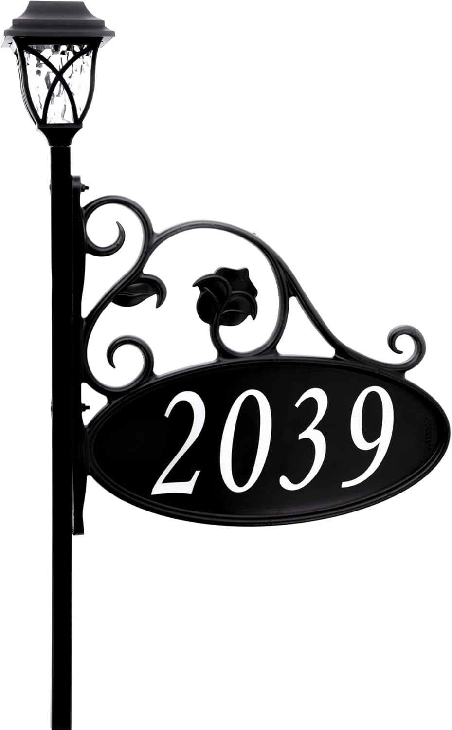 Handcrafted Double-Sided Reflective Home Address Sign with Solar Light C1799