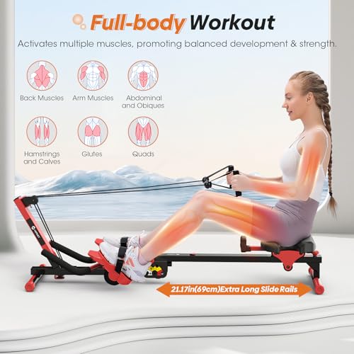 4 in 1 Foldable Rowing Machine with LCD Monitor W8041