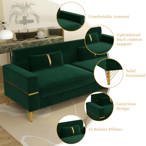 86" Velvet 3 Seater Oversized Sofa with 2 Pillows Z81663