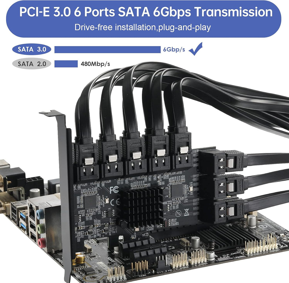 1X PCIE SATA Card 16 Ports with 16 SATA Cables T90700