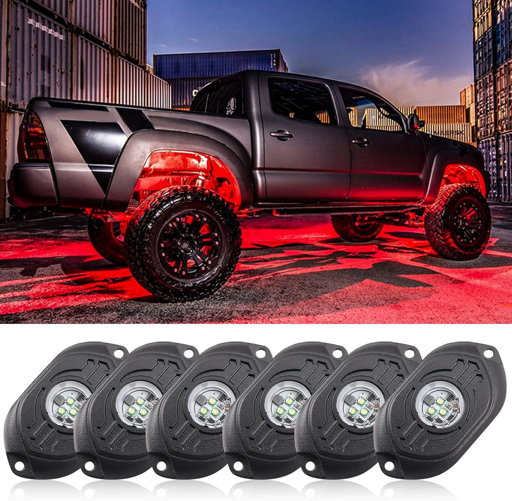 RGB LED Rock Lights 4 Pods Multicolor Waterproof Underglow Kit N1946