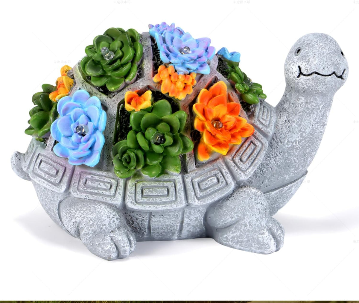 Turtle Statue with Succulent and 7 LED Colour Lights Z452786