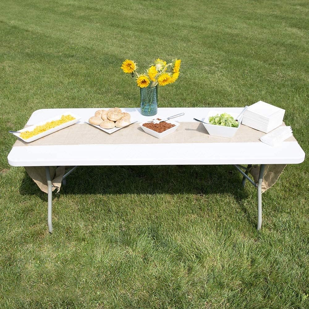 Folding Plastic Dining Table with Handle White 8ft K8247