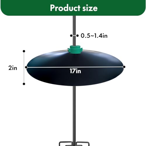 17" Extra Large Black Metal Squirrel Baffle for Bird Feeder Pole G194218