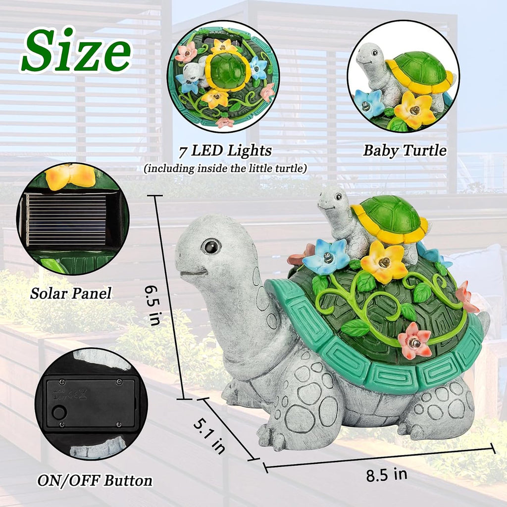 Turtle Solar Statue with 7 LED Solar Lights D1834