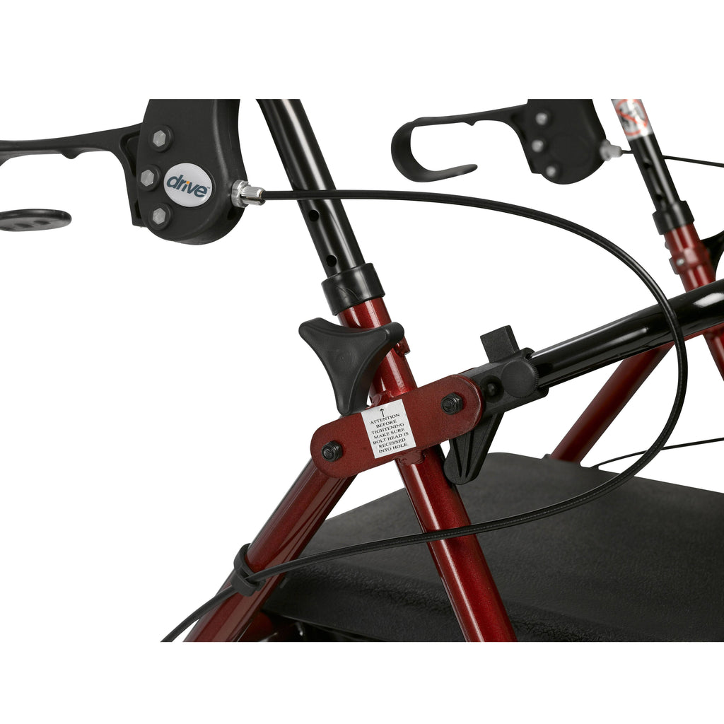 Red Aluminum Rollator with Padded Seat L966