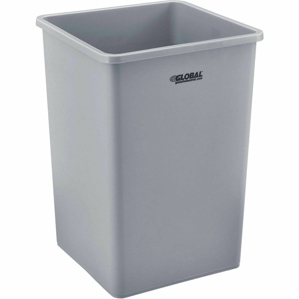 Square Plastic Garbage Can, Gray, 35 Gallon G6997