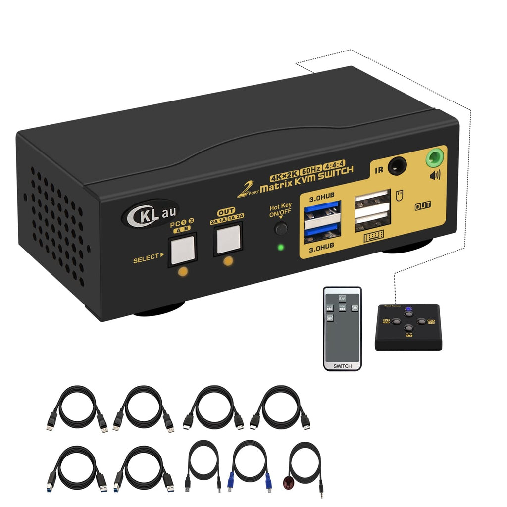 2 Port Dual Monitor Displayport USB 3.0 4K 60Hz KVM Switch B214