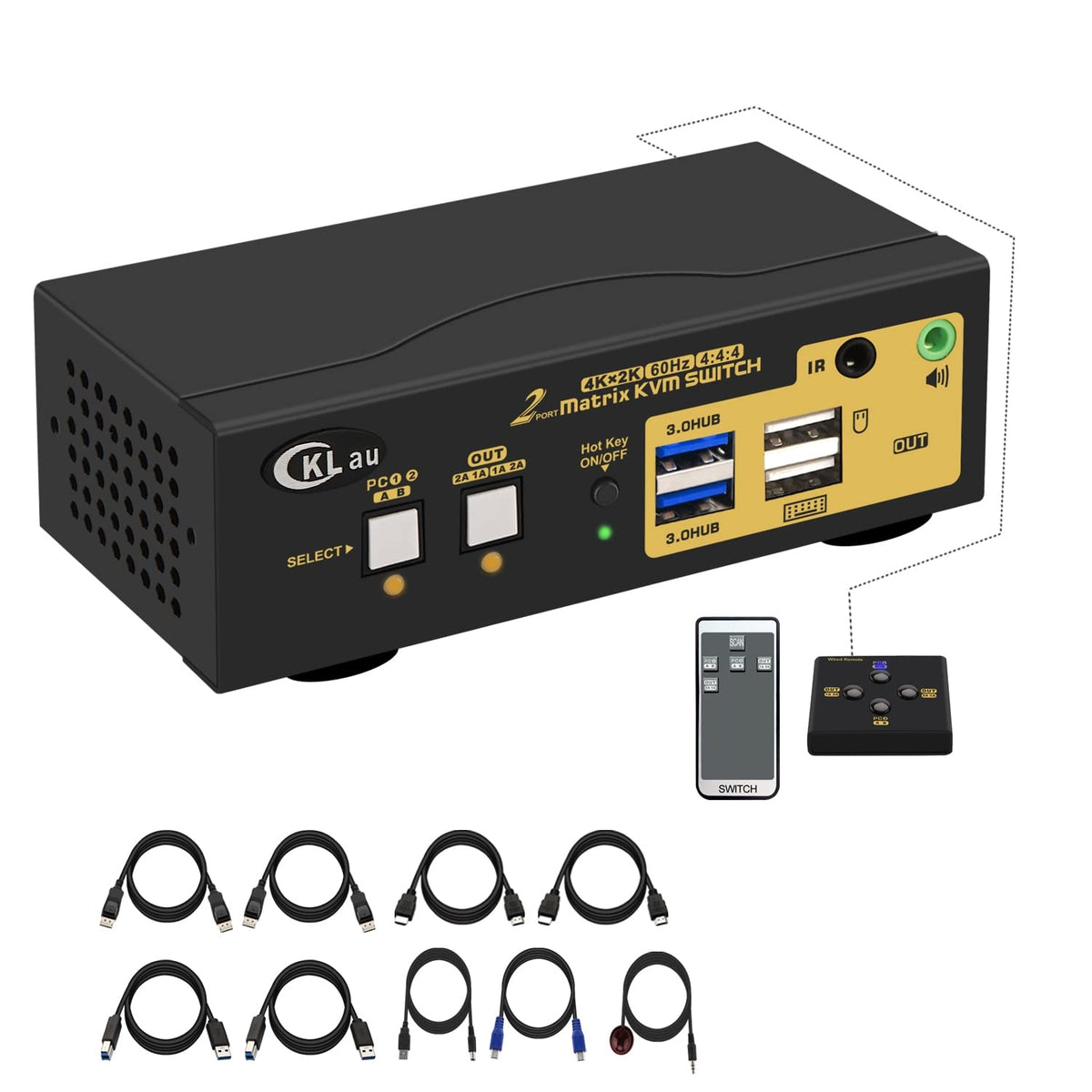 2 Port Dual Monitor Displayport USB 3.0 4K 60Hz KVM Switch B214