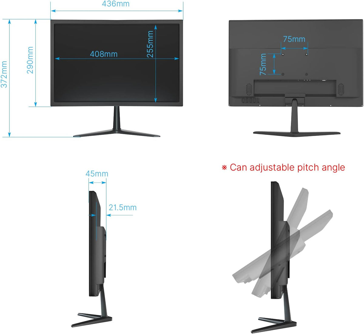 20 Inch LED Computer Display Monitor with Built-in Speaker S11672