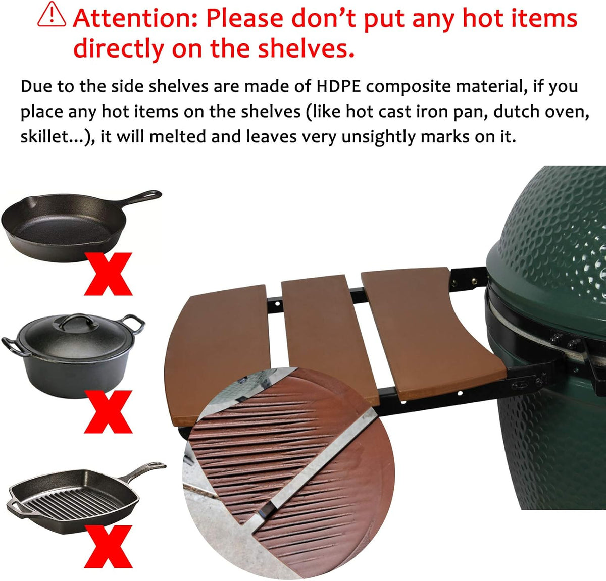 HDPE Grill Side Shelves - 3 Shelves Slats N571
