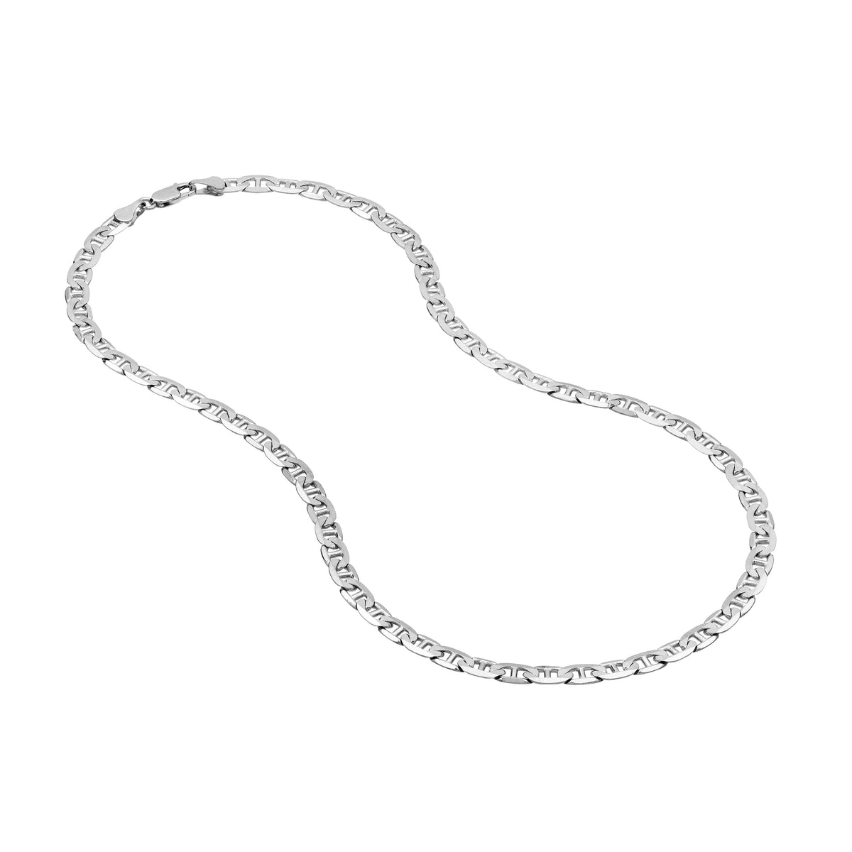 14K White Gold 18" 5.6mm Flat Mariner Chain Necklace O1251
