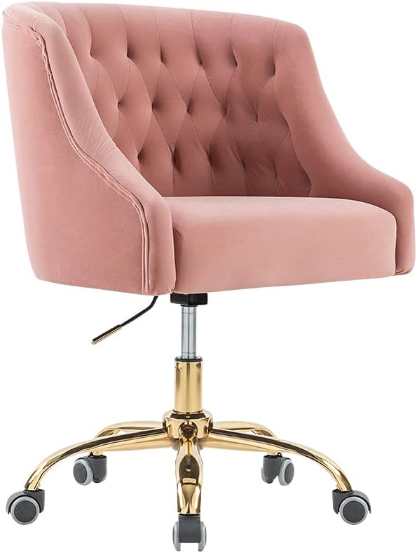 Pink Velvet Adjustable Office Chair I252