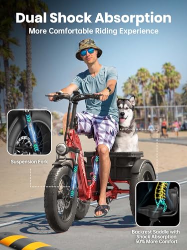 Electric Trike with 750W Motor, 48V 18AH Battery, 20" Fat Tire, Large Basket O924366