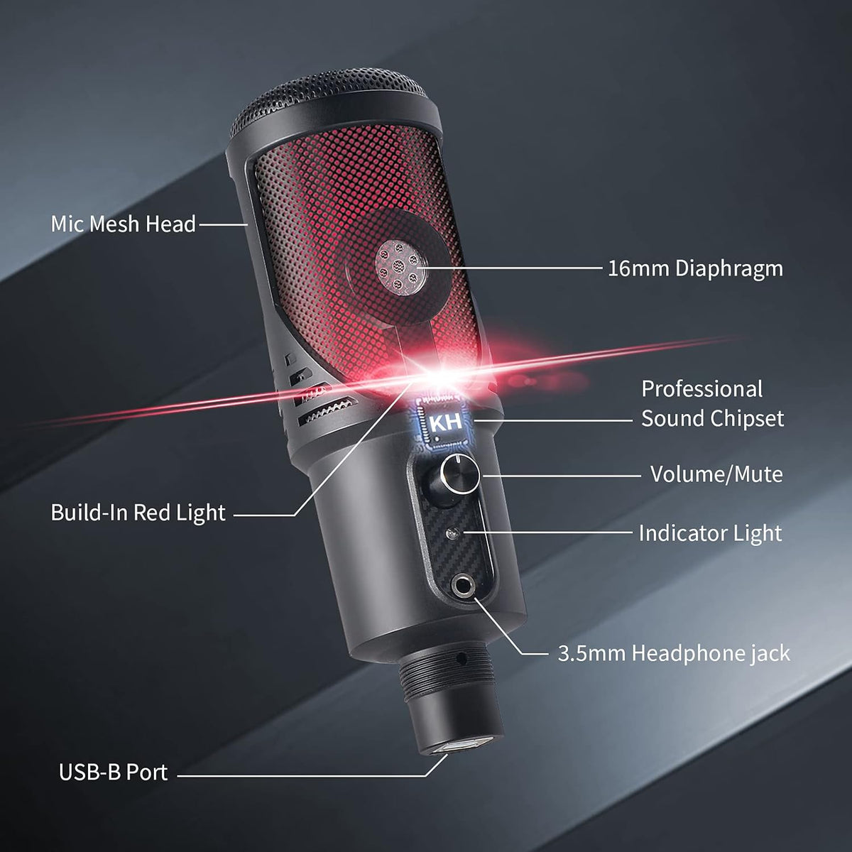 Red LED USB Condenser Microphone, Cardioid, Pack of 2 H309