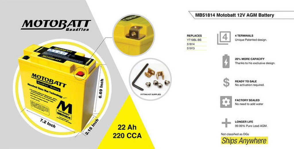 22Ah 220 CCA AGM Powersports Battery H886376