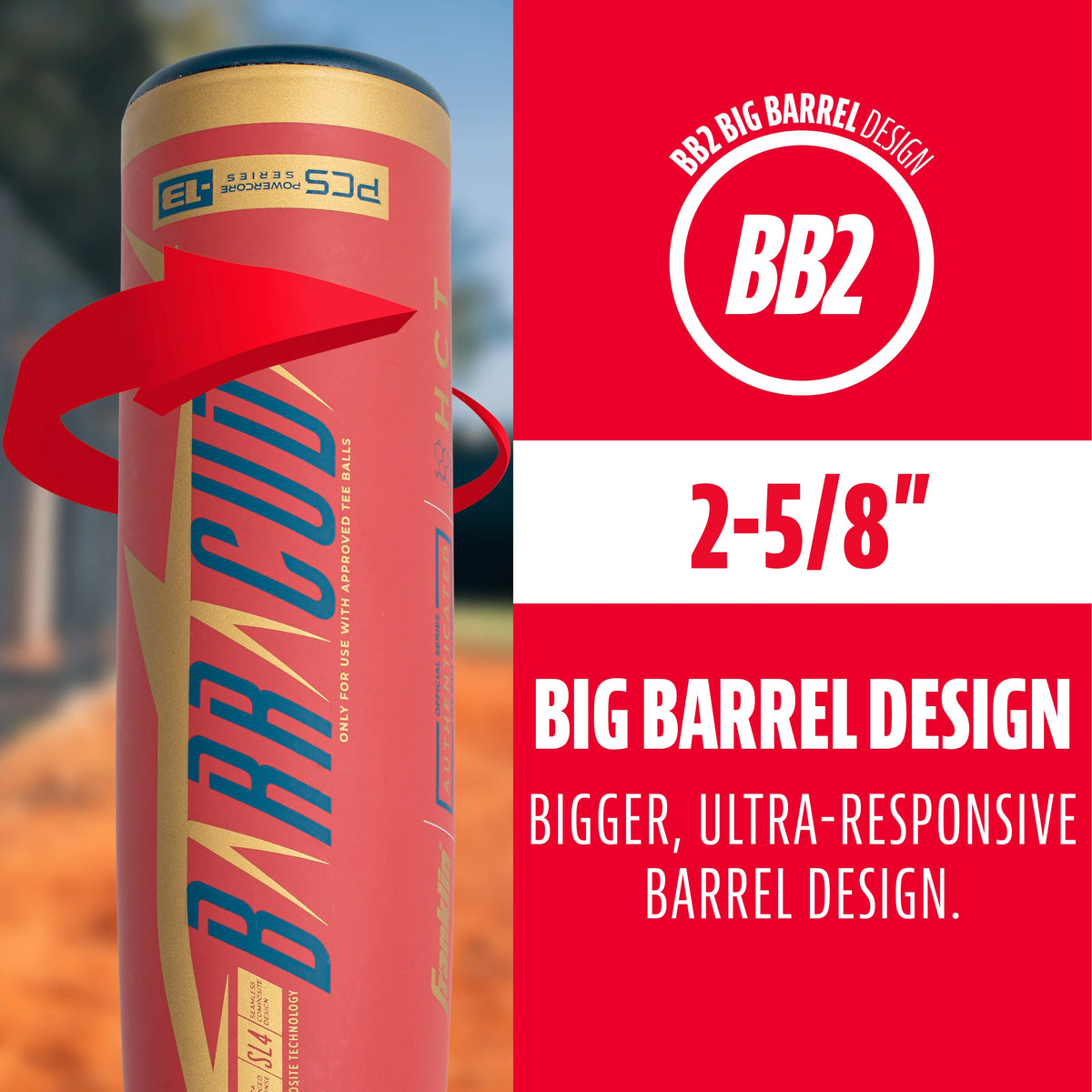 Kids Baseball Teeball Bat - 24 Inches 11oz - 2 5/8 Inch Barrel - Red Q3529