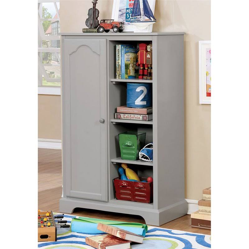 Solid Wood 4-Shelf Closet Storage in Gray J983223