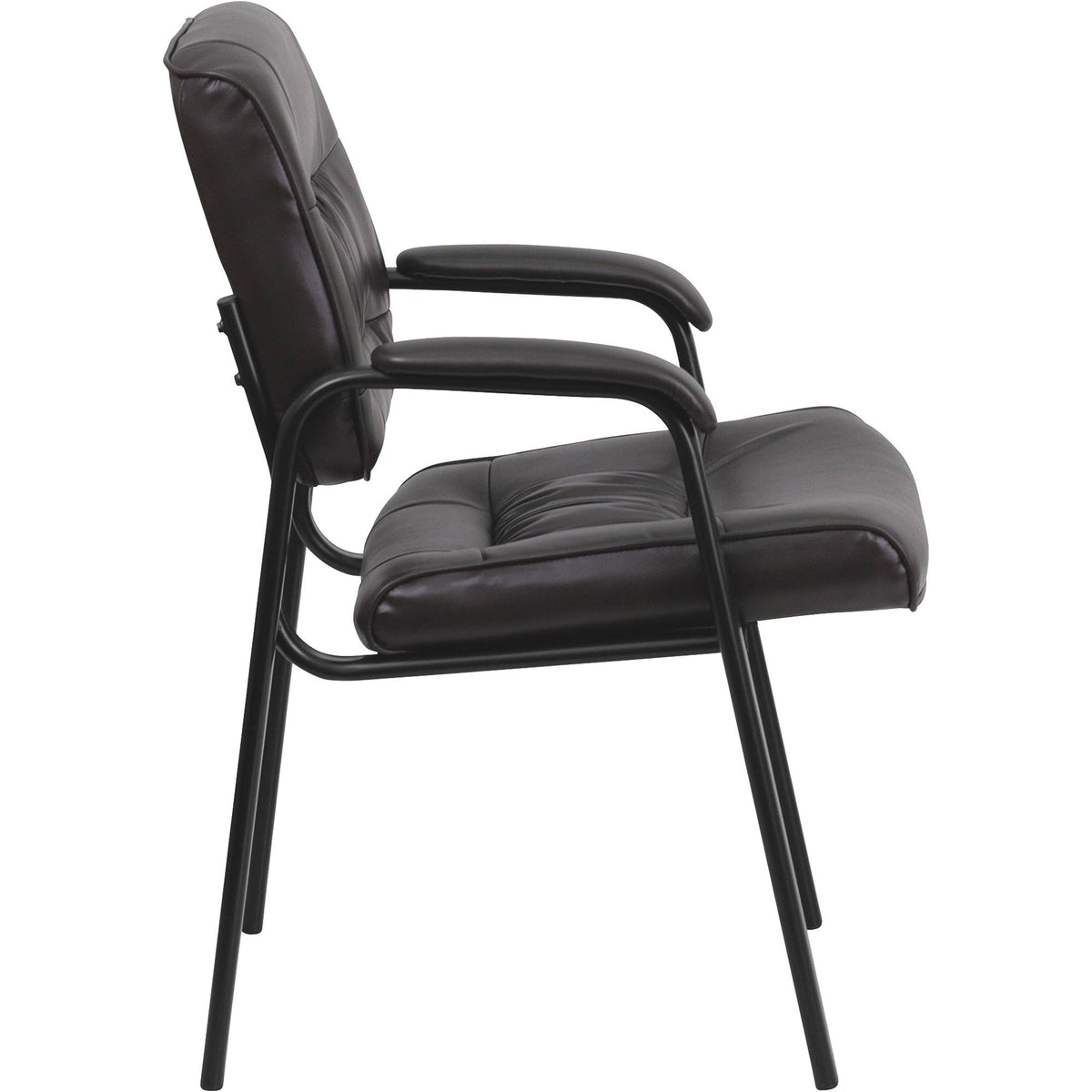 Brown Leather Executive Side Reception Chair with Black Frame L976224