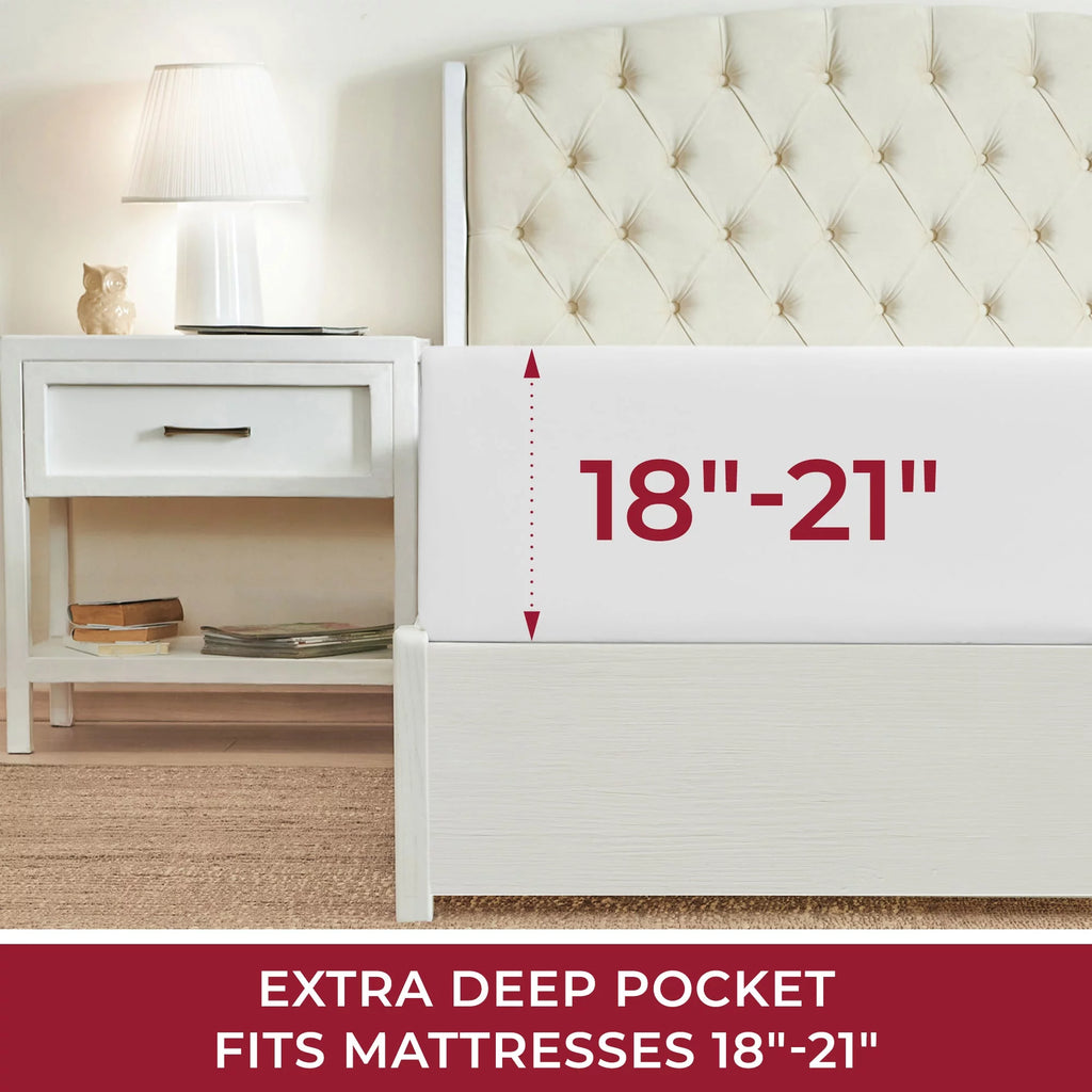 Queen Extra Deep Pocket White Fitted Sheet H466367
