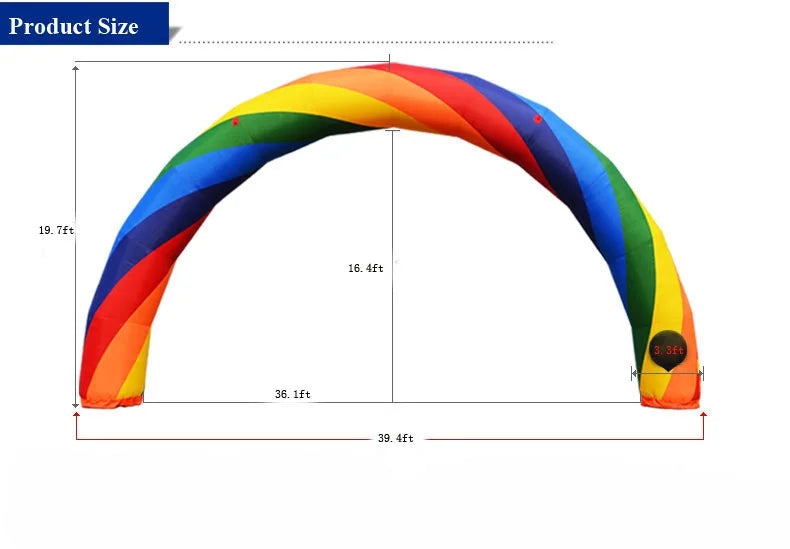 39.4ft Inflatable Rainbow Arch Oxford Cloth with Blower R2856