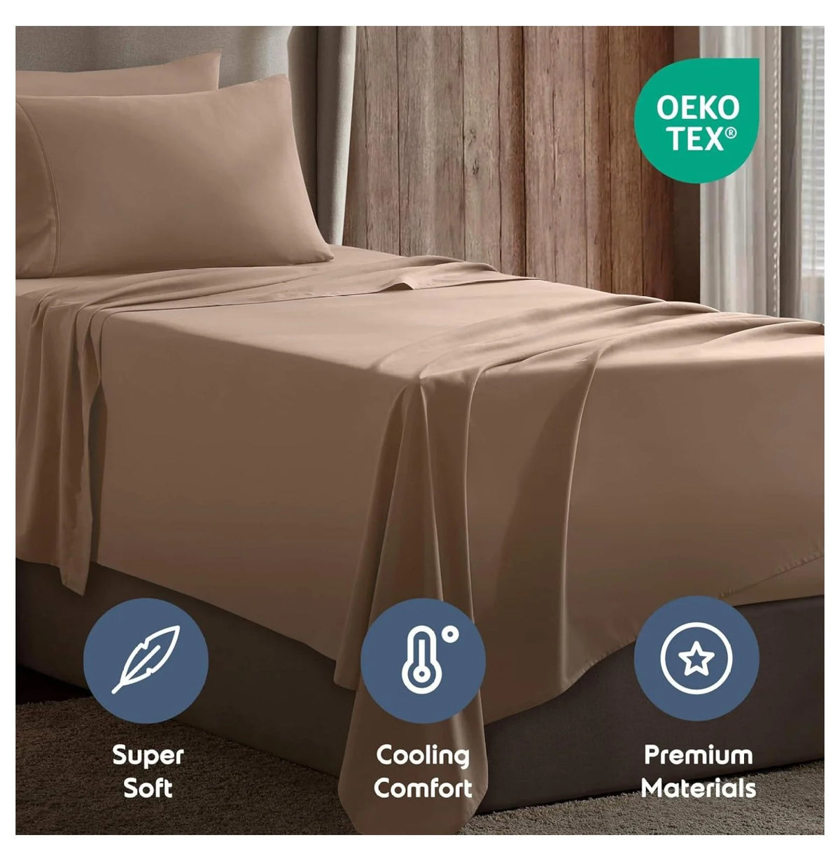Twin 3 Piece Deep Pocket Bed Sheets Set with Fitted Sheet, Flat Sheet, Pillow Case R69516