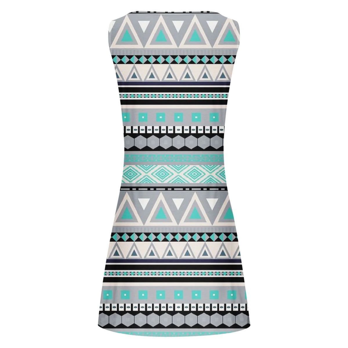 Sleeveless Crew Neck Boho Swing Dress K198815