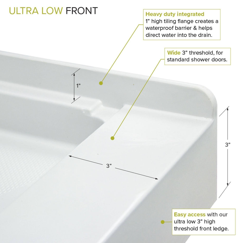 Cameo Single Threshold Shower Base with Center Drain G807