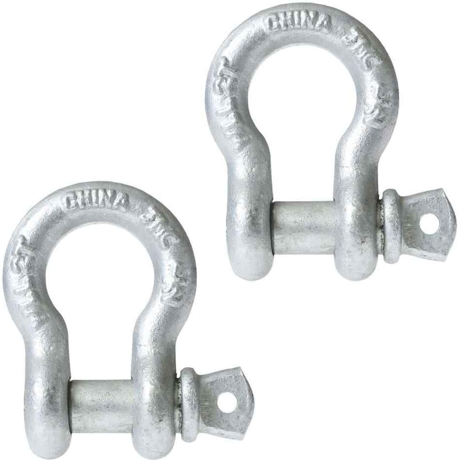 2 Pack Galvanized Screw Pin Anchor Shackles, 12 Ton Capacity E322