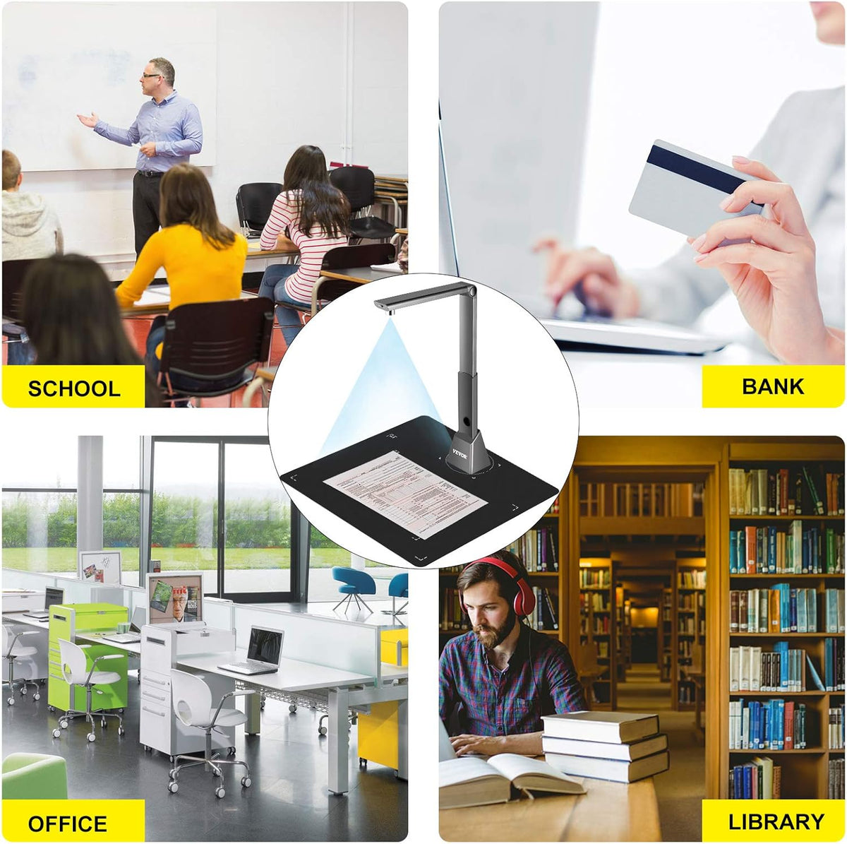 Document Scanner Camera with OCR Function, 10 Mega-Pixel Lens with LED Lights H4517