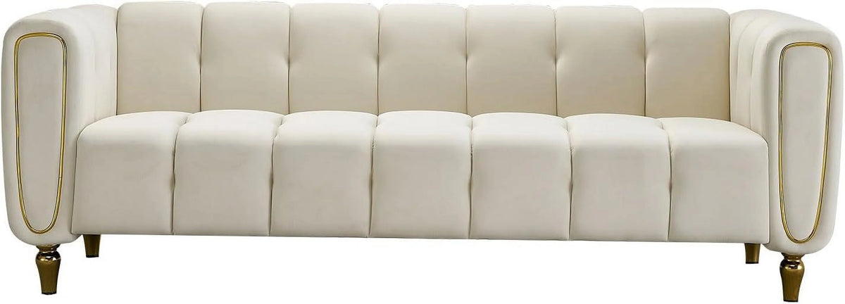 Blue Velvet 3-Seat Tufted Sofa N64518